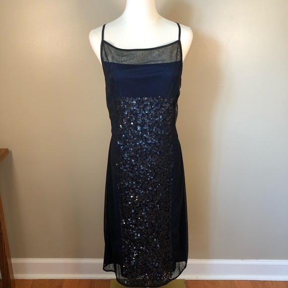 Adrianna Papell Dresses & Skirts - NWT Adrianna Papell Midnight Blue Sequin Evening Sleeveless Midi Dress Size 14